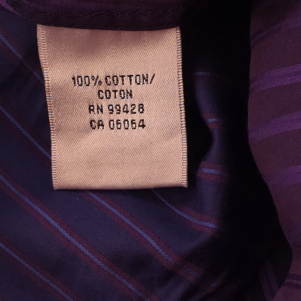 Bugatchi Shirt Large Shaped‎ Fit Long Sleeve Button Up Blue Purple Striped - Picture 6 of 8